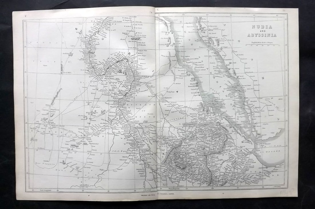 Lowry, Joseph 1852 Antique Map. Nubia and Abyssinia (1 of 1)