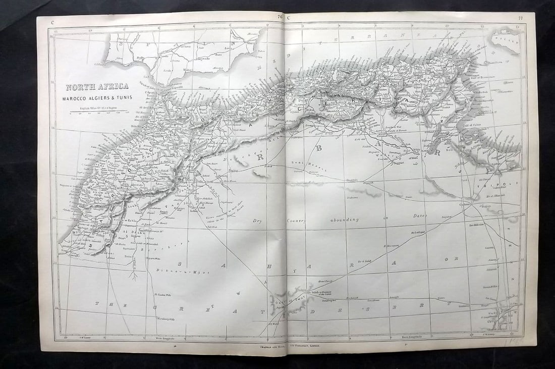 Lowry, Joseph 1852 Antique Map. North Africa, Morocco Algiers & Tunis (1 of 1)