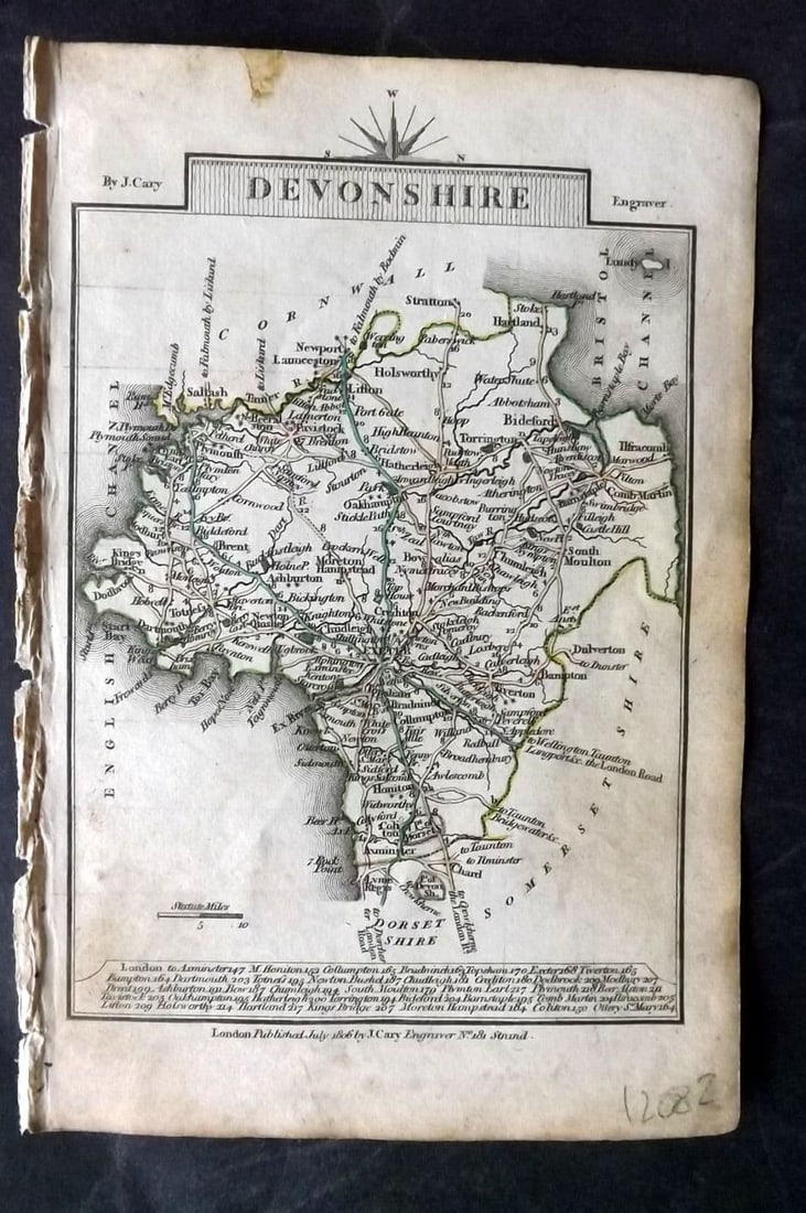 Cary, John 1806 Antique British County Map. Devonshire & Dorsetshire (1 of 2)