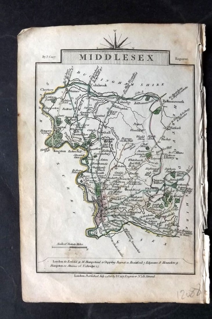 Cary, John 1806 Antique British County Map. Middlesex London & Lincolnshire (1 of 2)
