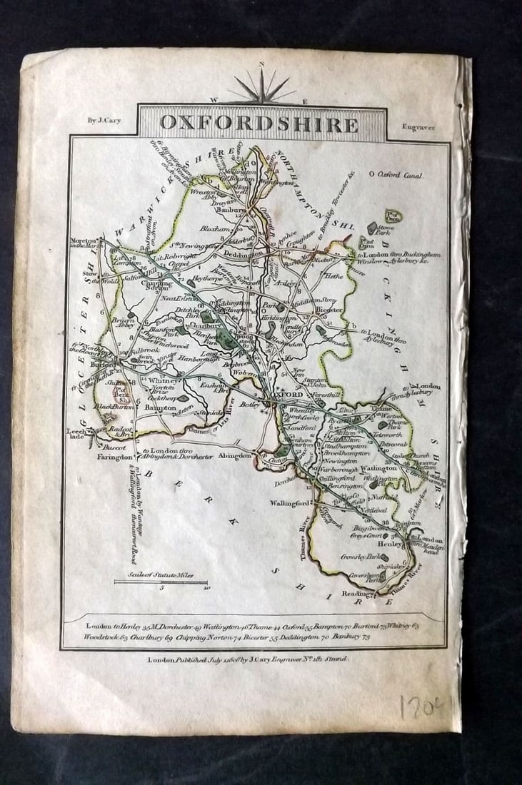Cary, John 1806 Antique British County Map. Oxfordshire & Nottinghamshire (1 of 2)