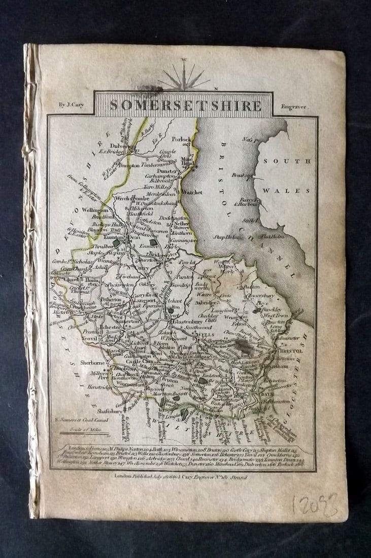 Cary, John 1806 Antique British County Map. Somerset & Staffordshire (1 of 2)