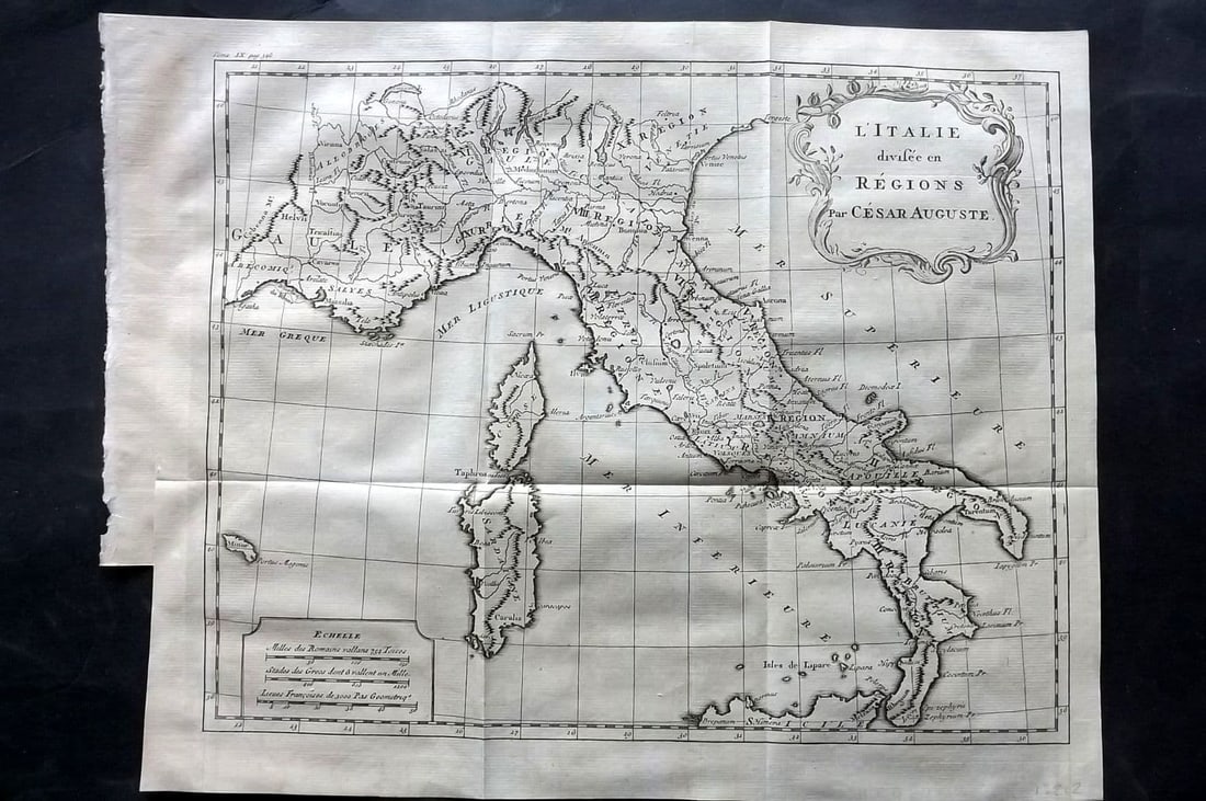 Psalmanazar & Sale C1770 Map L'Italie divisee en Regions par Cesar Auguste Italy (1 of 1)