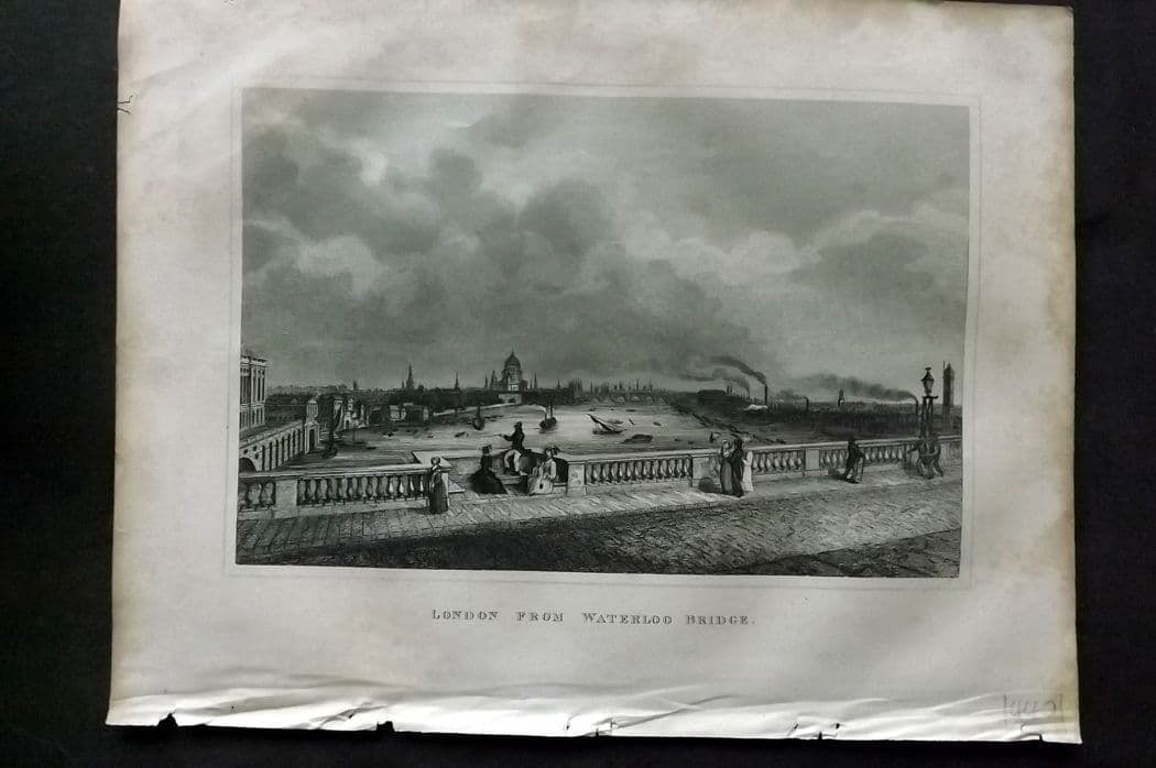 Kelly, Christopher 1841 Antique Print. London from Waterloo Bridge (1 of 1)