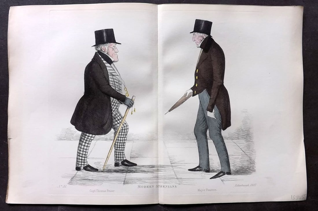 Crombie, Benjamin 1882 HCol Scottish Portrait Print. Capt. Thomas Fraser & Major Pearson (1 of 1)