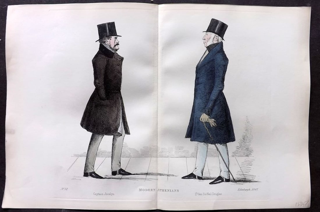 Crombie, Benjamin 1882 HCol Scottish Portrait Print. Captain Jocelyn & Gen. Neil Douglas (1 of 1)