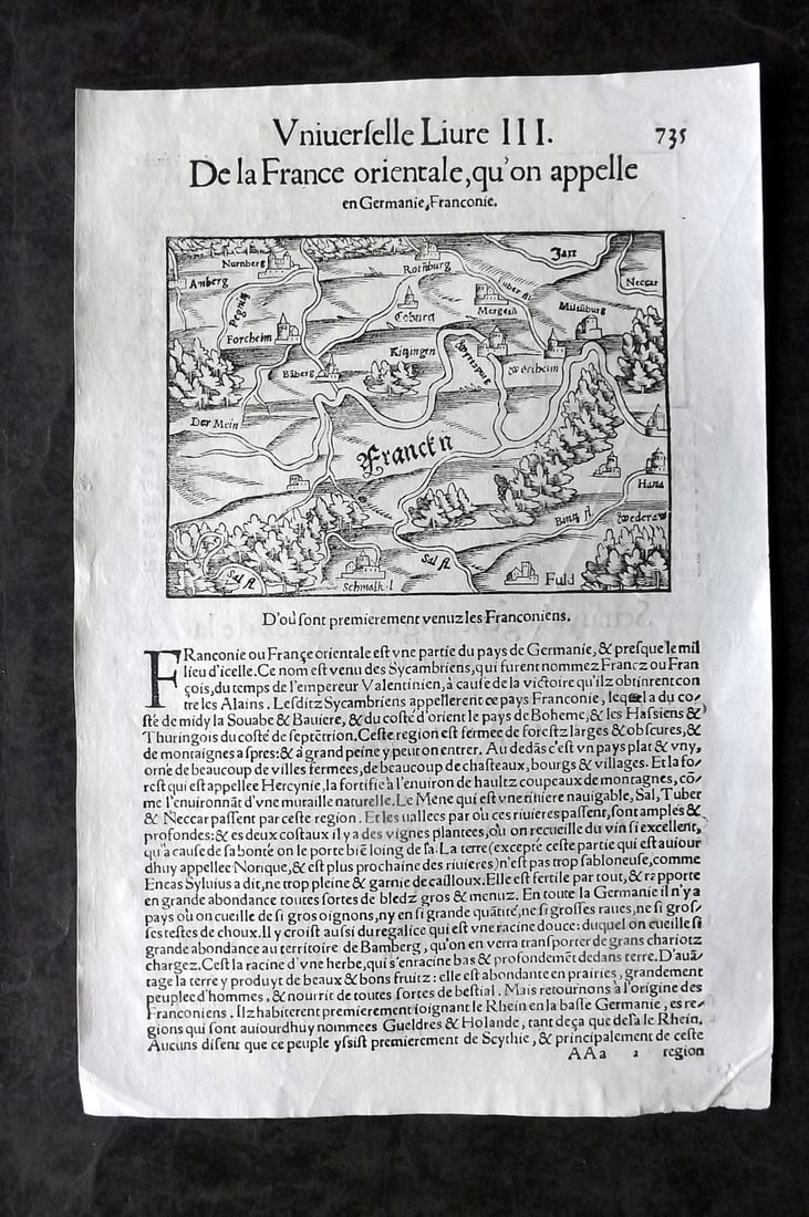 Munster, Sebastian 1552 Early Woodcut Map. Franconia. Nuremberg etc. Germany (1 of 2)