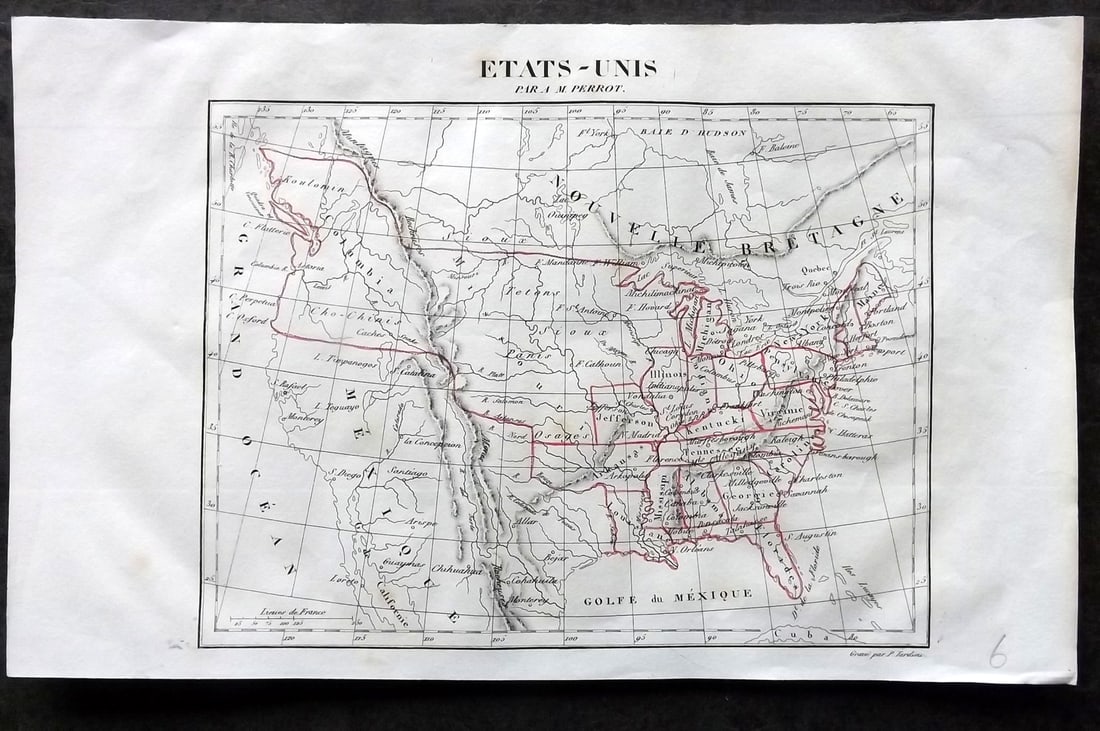 Perrot, A. M. 1837 Map. USA showing Jefferson State (1 of 2)