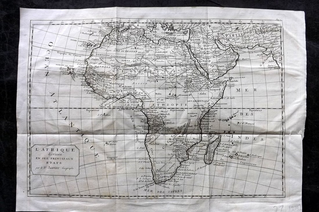 Psalmanazar & Sale C1770 Antique Map. L'Afrique. Africa Continent by Janvier (1 of 2)