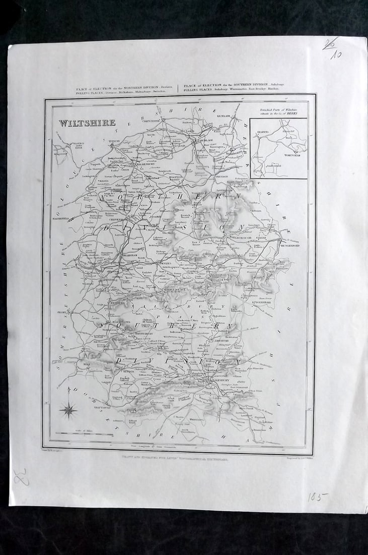 Lewis, Samuel 1835 British County Map. Wiltshire (1 of 1)