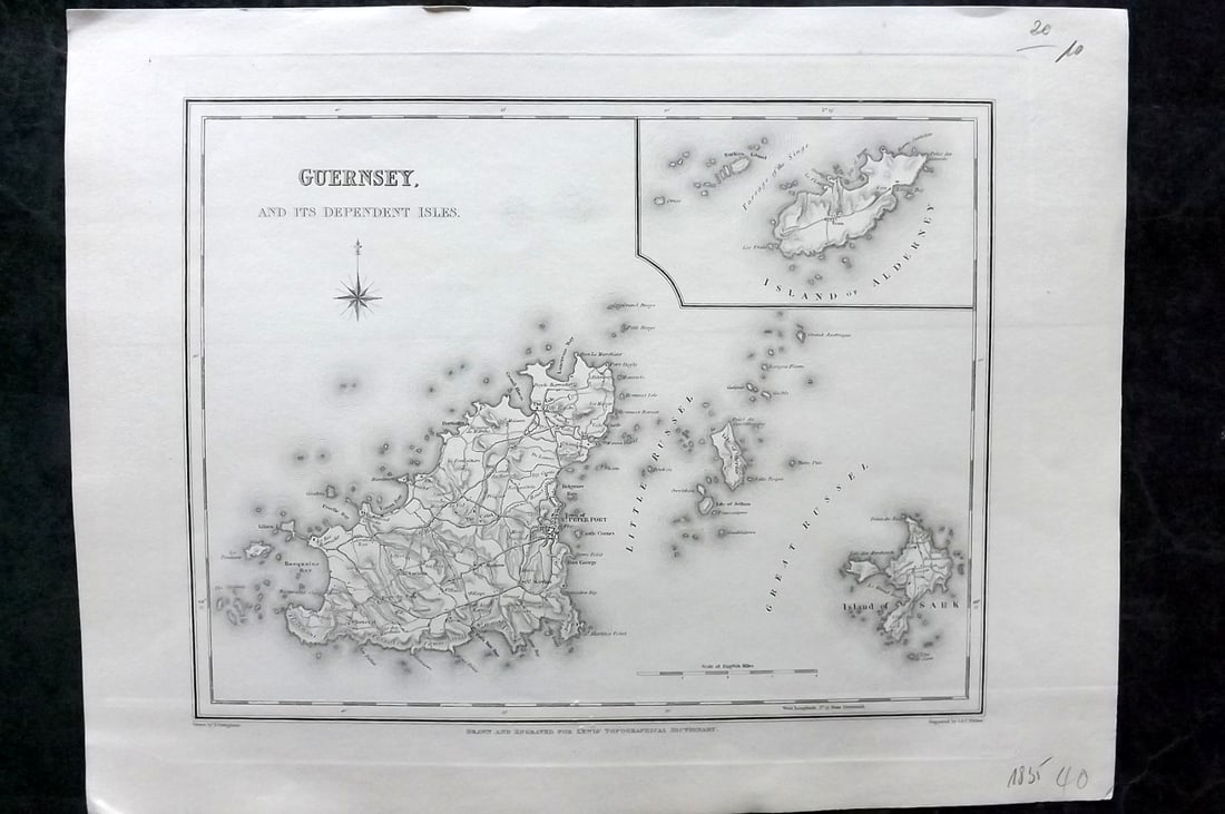 Lewis, Samuel 1835 British Map. Guernsey Channel Islands (1 of 1)