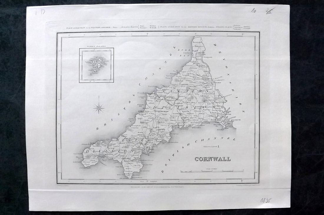 Lewis, Samuel 1835 British County Map. Cornwall (1 of 1)