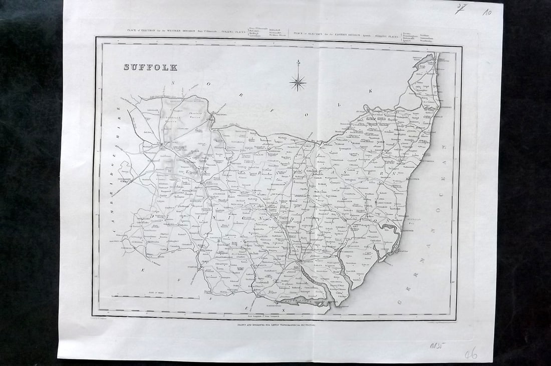 Lewis, Samuel 1835 British County Map. Suffolk (1 of 1)