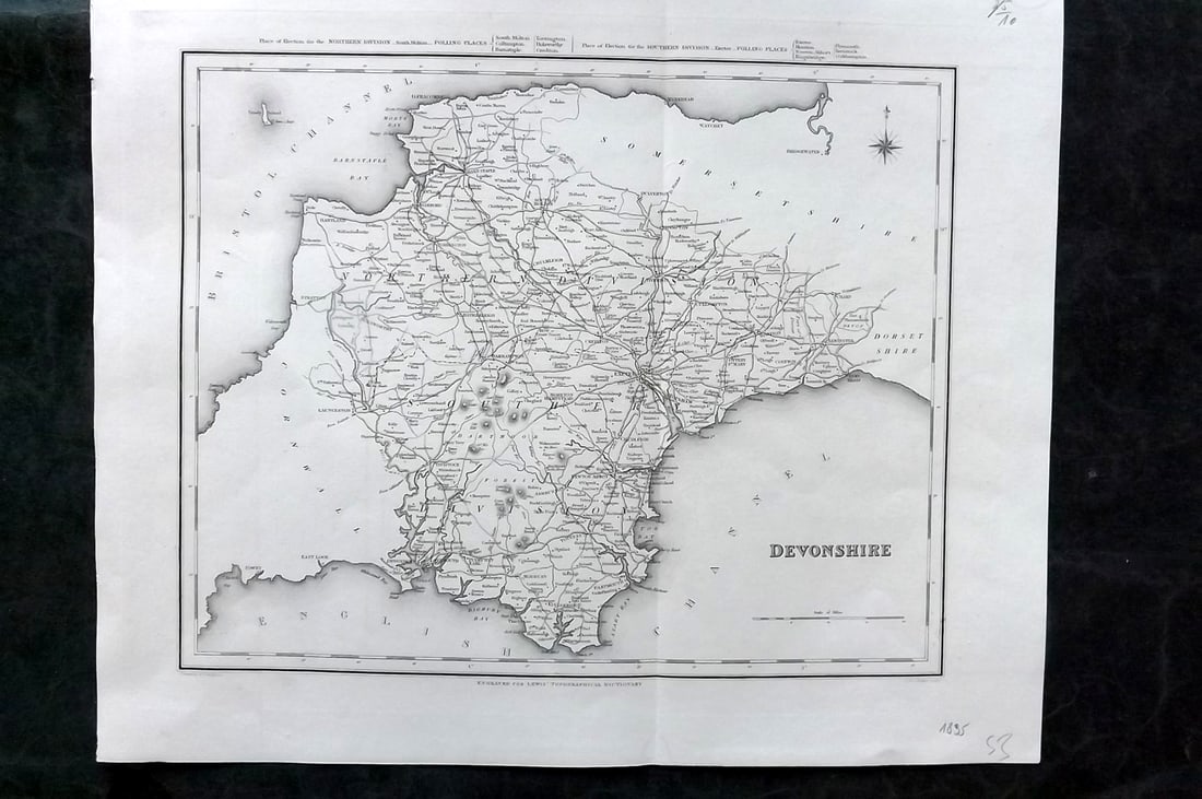 Lewis, Samuel 1835 British County Map. Devon (1 of 1)
