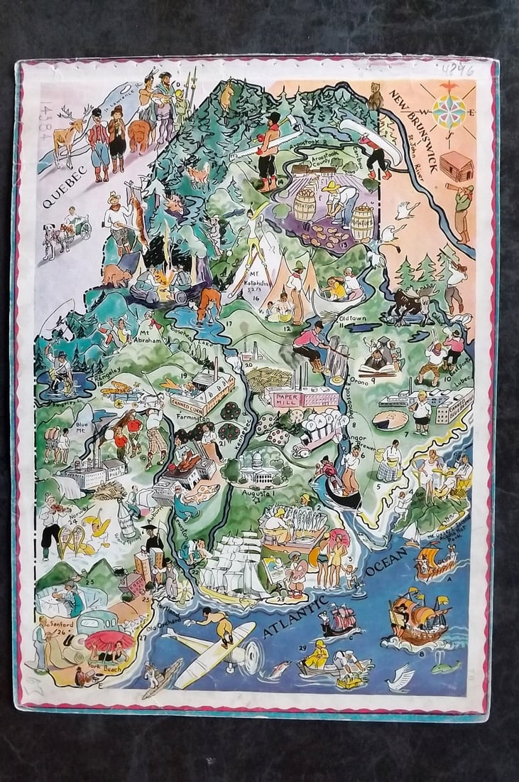 Hader, Berter & Elmer 1932 United States Pictorial Map. Maine (1 of 1)