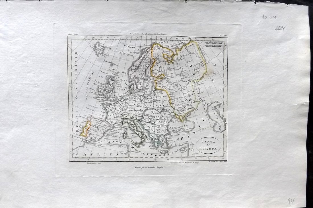 Rossi, Luigi 1820's Antique Map. Europe. Carta di Europa (1 of 2)