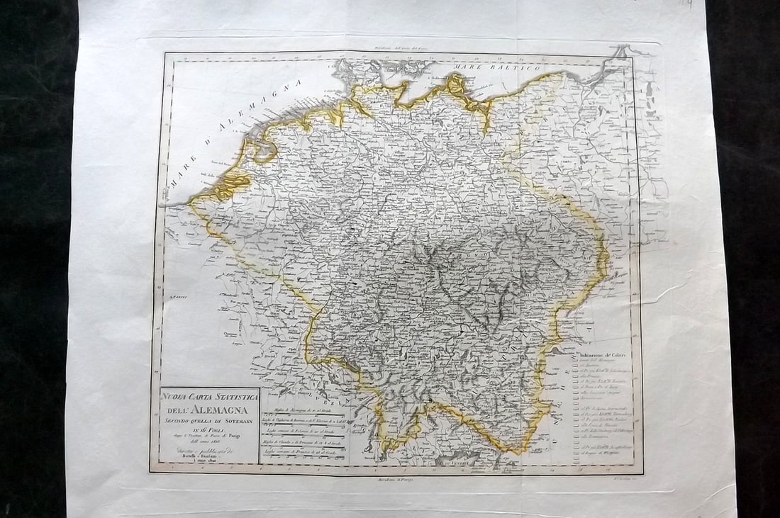 Rossi, Luigi 1820's LG Antique Map. Germany (1 of 2)