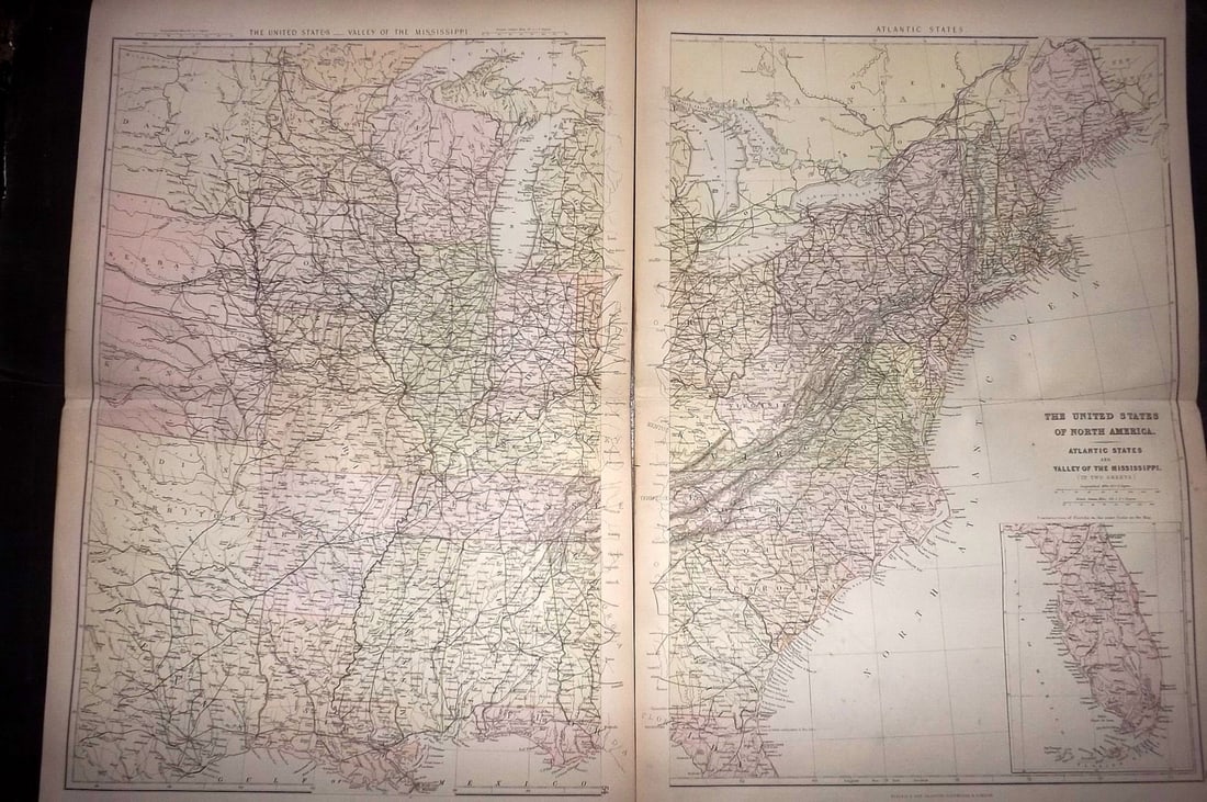 Blackie (Pub) 1882 Set of 2 Folio Maps. USA (1 of 2)