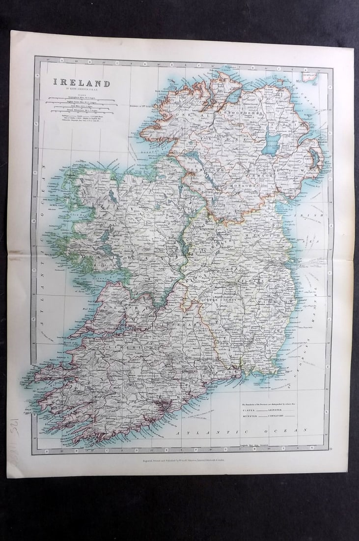 Johnston, Alexander 1906 Antique Map. Ireland (1 of 1)