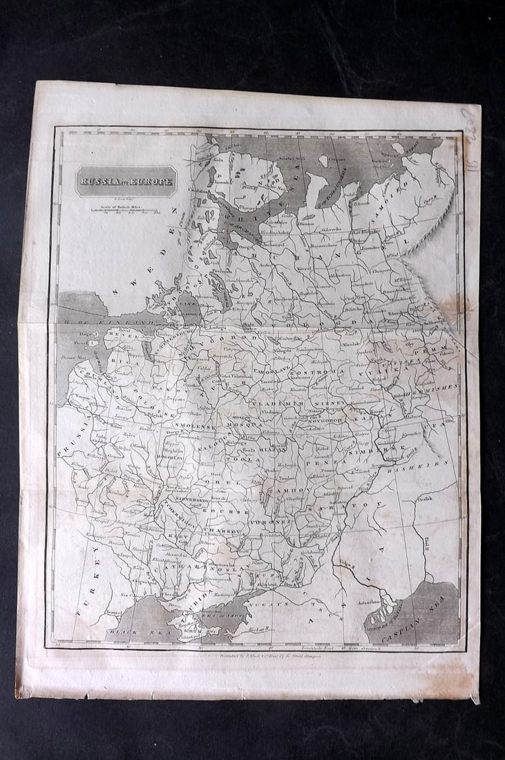 Glasgow Geography 1825 Antique Map. Russia in Europe (1 of 1)