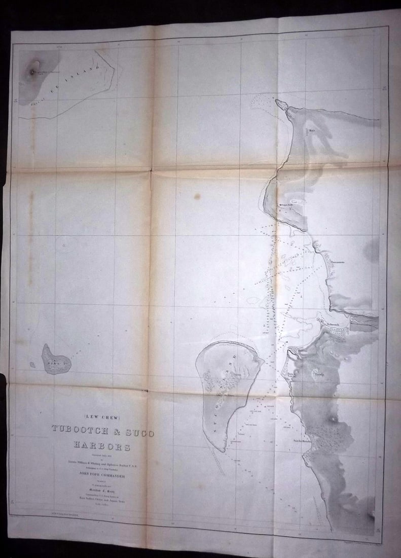Perry 1856 Large Map. (Lew Chew) Tubootch & Suco, Japan: Large Folio Lithograph Map Published 1856, Washington for "Narrative of the Expedition of an American Squadron to the China Seas and Japan, performed in the years 1852, 1853, and 1854" by Commodore Ma