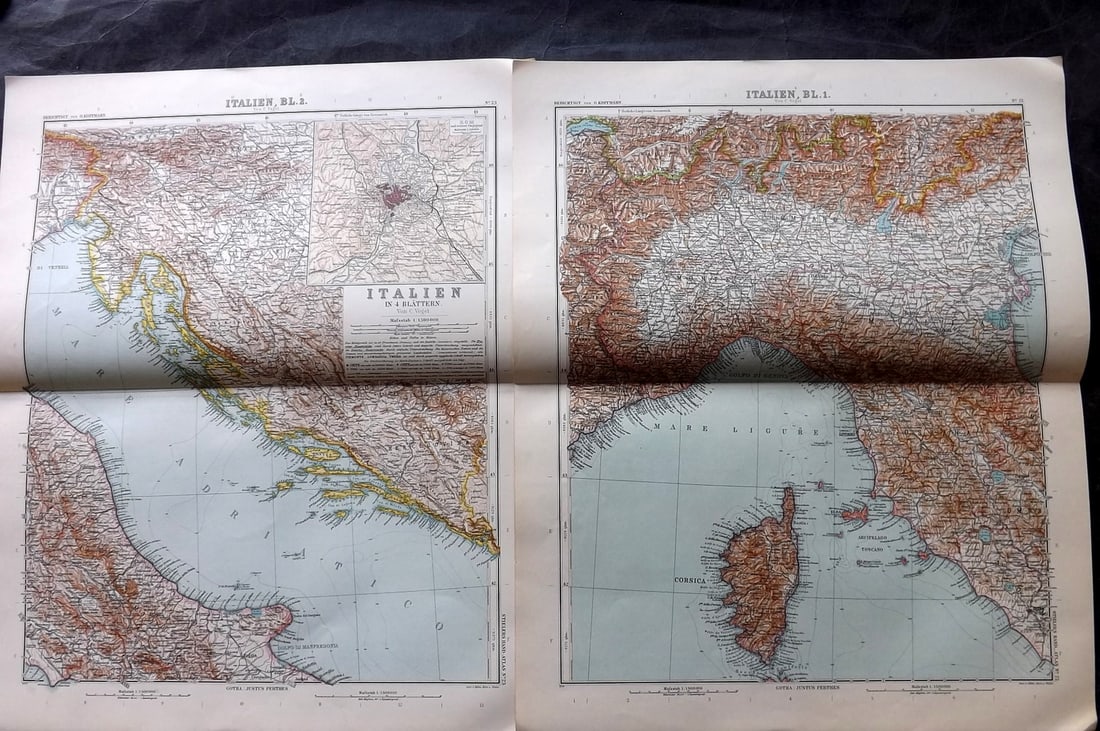 Stieler, Adolf 1909 Lot of 4 Maps. Italy (1 of 2)
