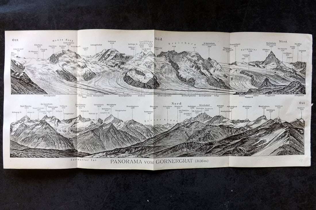 Baedeker, Karl 1911 Panoramic View of the Swiss Alps. Gornergrat (1 of 1)