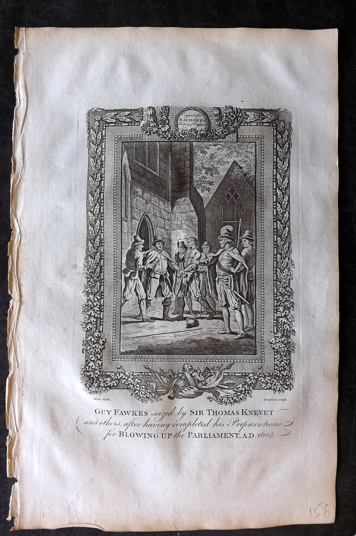 Raymond, George 1787 Folio Naval Print. Guy Fawkes siezed by Thomas Knevet (1 of 1)