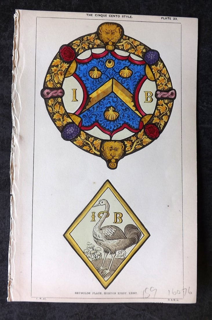 Winston 1847 Hand Col Stained Glass Print. Reynolds Place, Horton Kirby, Kent 23 (1 of 1)