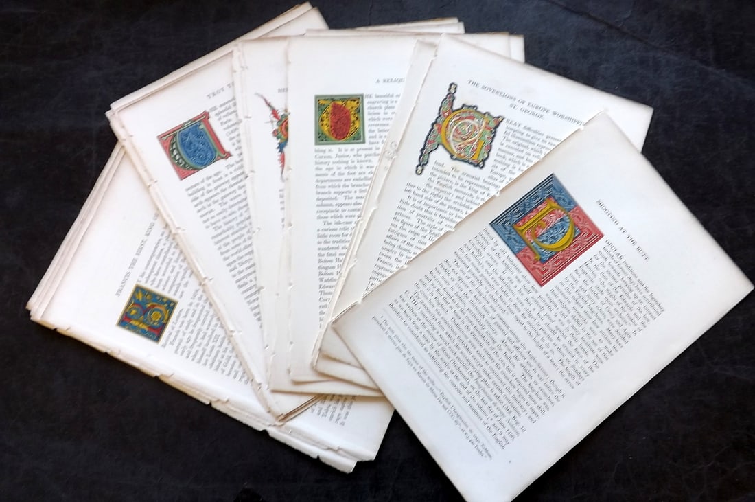Shaw, Henry 1843 Lot of 24 Sheets/Pages containing Woodblock Initials (1 of 4)