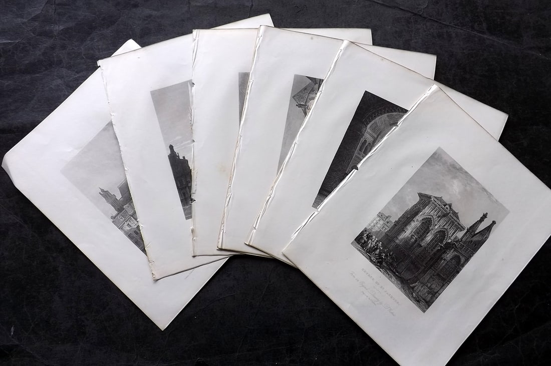 France 1834 Lot of 9 Steel Engravings. Antique Prints: Steel Engravings Published 1834 by Simpkin & Marshall, London for "The Gallery of One Hundred Engravings" Paper Size: 10 x 8 inch (26 x 21cm) Good Condition