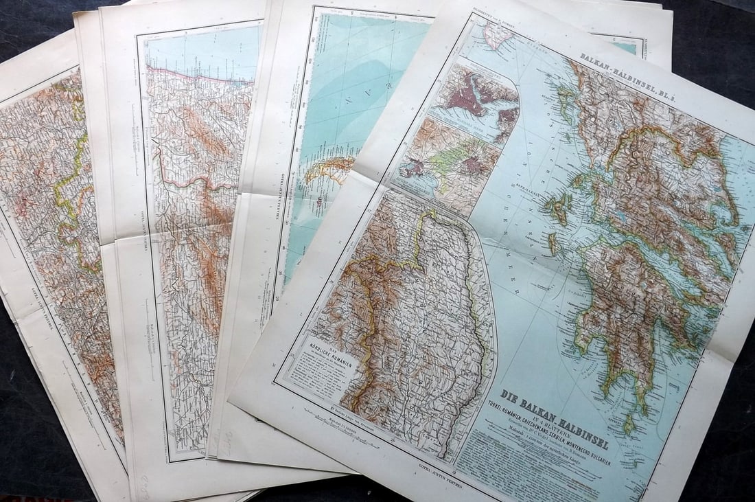 Stieler, Adolf 1909 Mixed Lot of 15 Antique Maps (1 of 9)