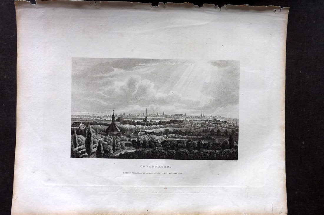 Kelly, Christopher 1841 Antique Print. Copenhagen, Denmark: Steel Engraving Published 1841, London for "An Authentic History and Entertaining Description of the World and its Inhabitants..." by Christopher Kelly and Thomas Bartlett. Paper Size: 10.5 x 8 inch (