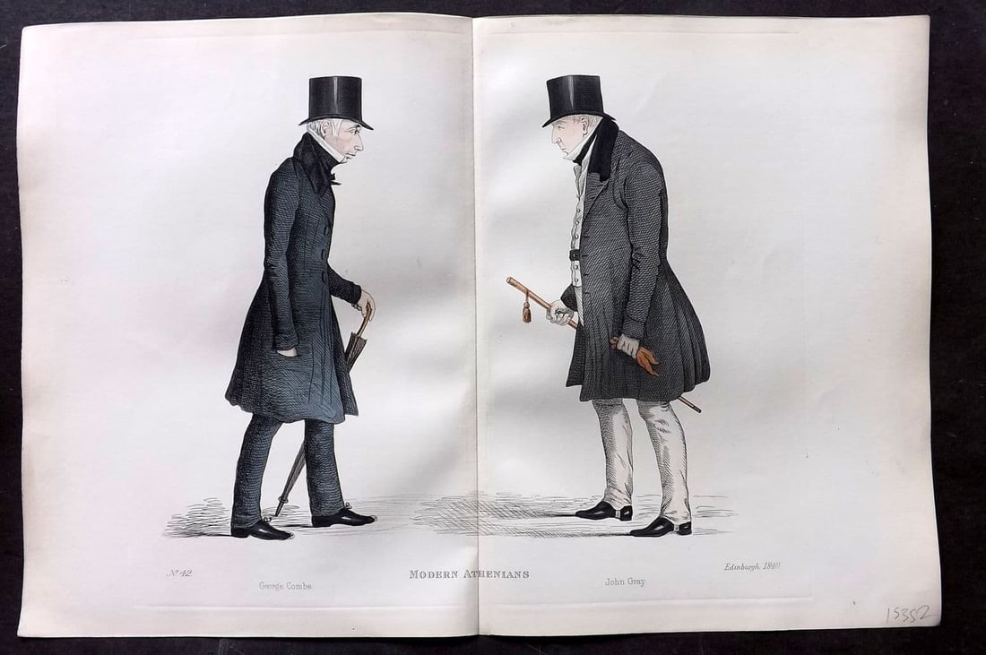 Crombie, Benjamin 1882 HCol Scottish Portrait Print. George Combe & John Gray (1 of 1)