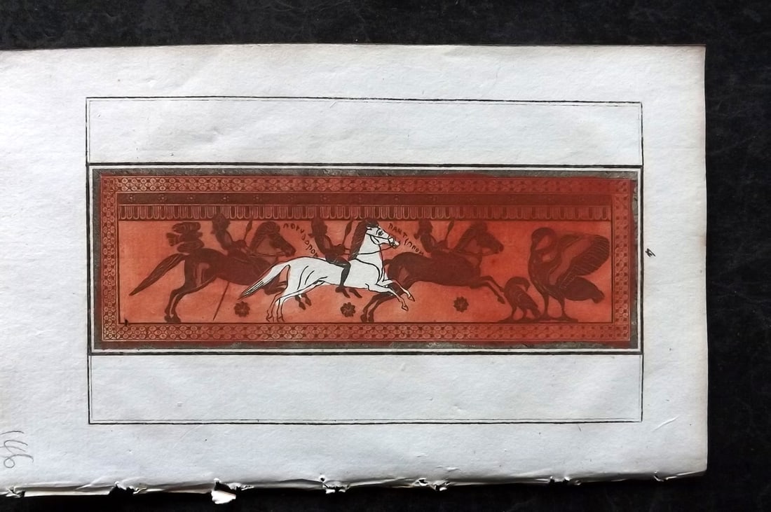 d'Hancarville & David 1785 Hand Col Print. Vase Profile 04: Hand Colored Copper Plate Published 1785-88, Paris for "Antiquites Etrusques, Grecques et Romaine" by Pierre Francois Hugues d'Hancarville. Illustrated by F. A. David. Paper Size: 8 x 5 inch (20 x 13c