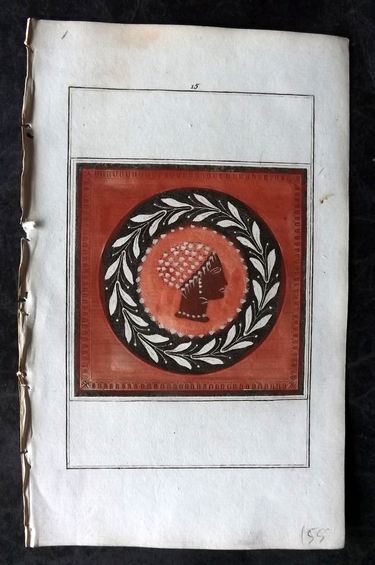 d'Hancarville & David 1785 Hand Col Print. Vase Profile 15: Hand Colored Copper Plate Published 1785-88, Paris for "Antiquites Etrusques, Grecques et Romaine" by Pierre Francois Hugues d'Hancarville. Illustrated by F. A. David. Paper Size: 8 x 5 inch (20 x 13c