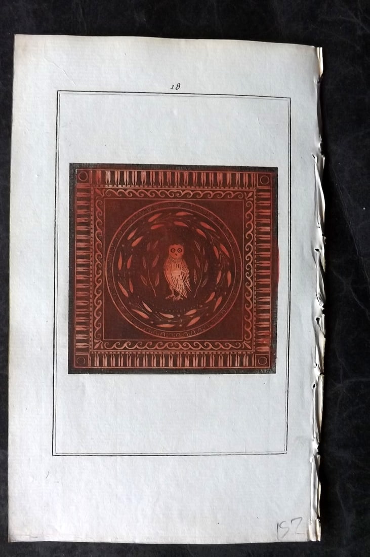 d'Hancarville & David 1785 Hand Col Print. Vase Profile 18: Hand Colored Copper Plate Published 1785-88, Paris for "Antiquites Etrusques, Grecques et Romaine" by Pierre Francois Hugues d'Hancarville. Illustrated by F. A. David. Paper Size: 8 x 5 inch (20 x 13c