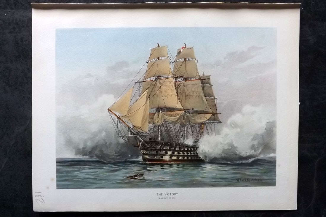 H. M. Navy 1893 Antique Ship Print. The Victory (Launched 1765) (1 of 1)
