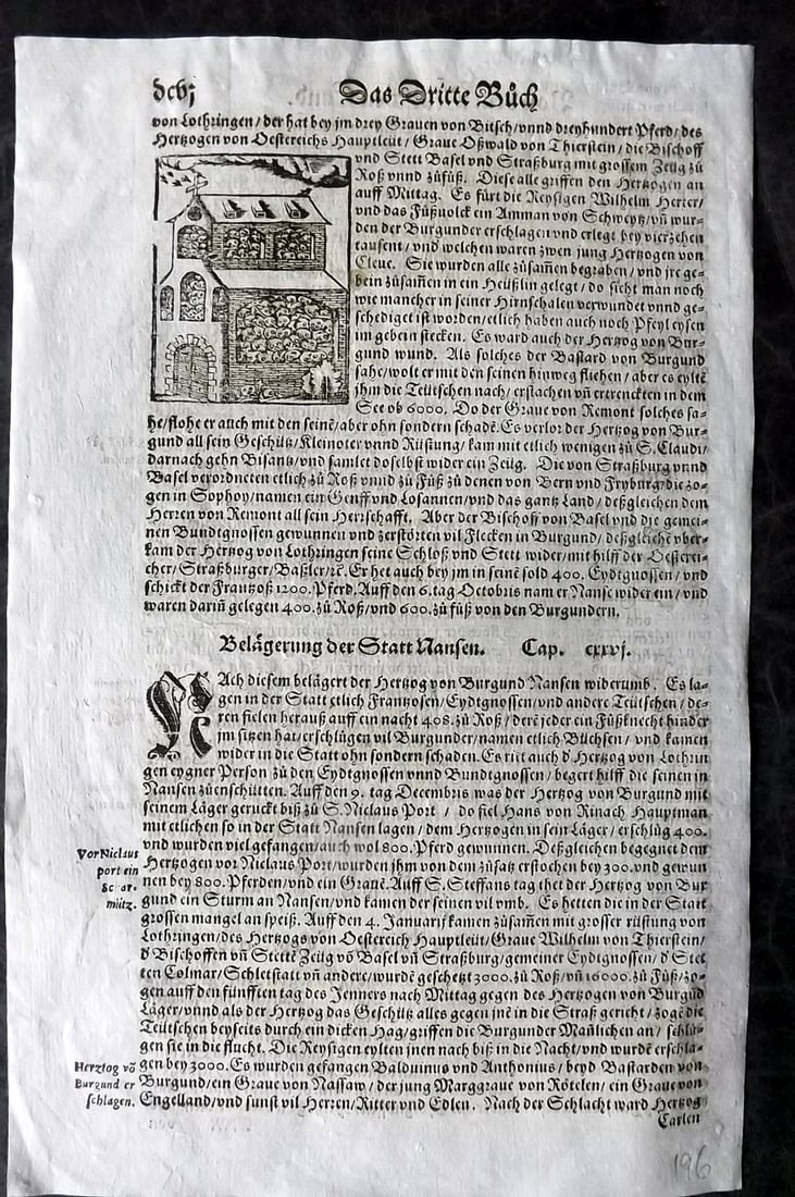 Munster, Sebastian 1592 Early Woodcut. Church Full of Skulls. Austria?: Woodcut Published 1592, Basel for the "Cosmographia" by Sebastian Munster. Printed both sides. Paper Size: 12 x 8 inch (30 x 20cm) Approx. Good Condition