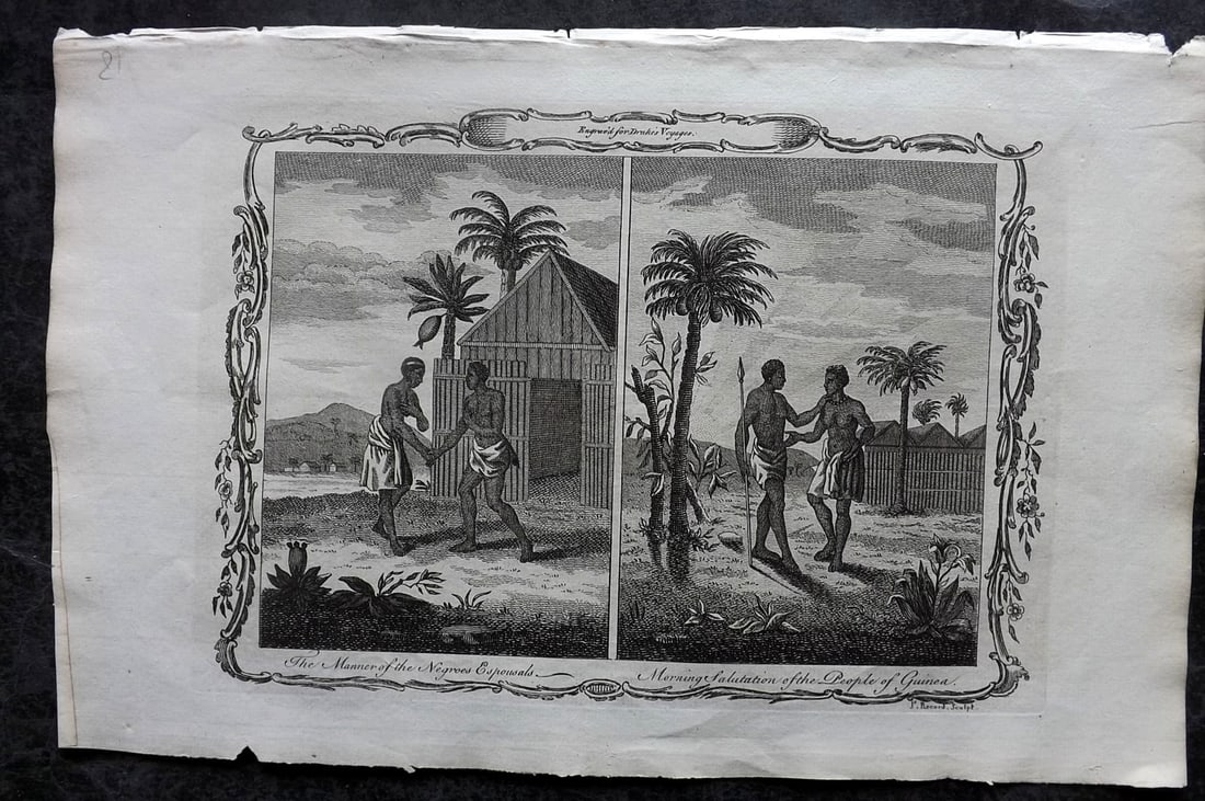 Drake, Edward 1768 Folio Print. Africa Guinea - Negros, Morning Salutations (1 of 1)
