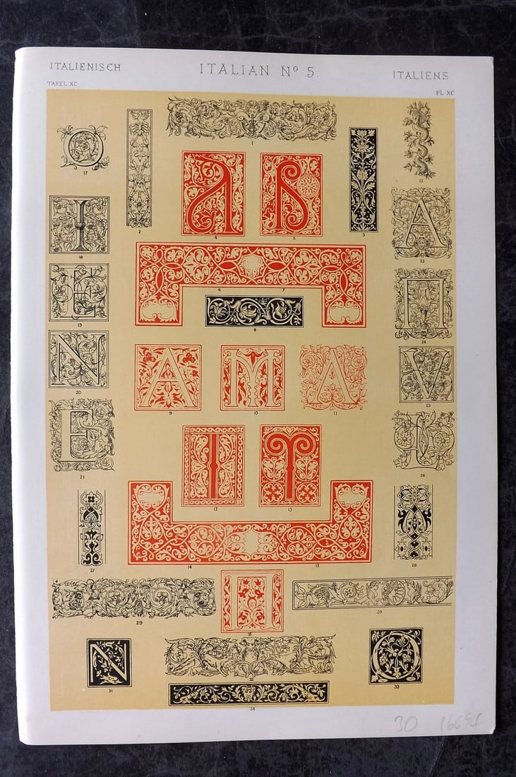 Jones, Owen 1910 Folio Architectural Design Print. Italian No. 4 (1 of 1)