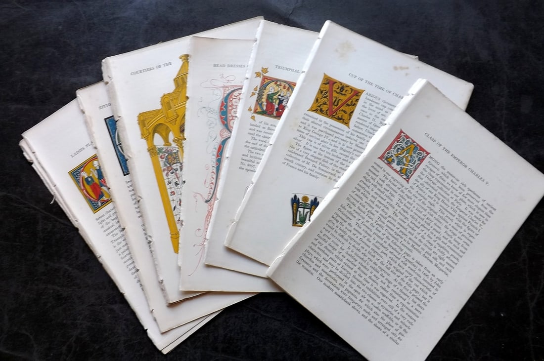 Shaw, Henry 1843 Lot of 24 Sheets/Pages containing Woodblock Initials (1 of 4)