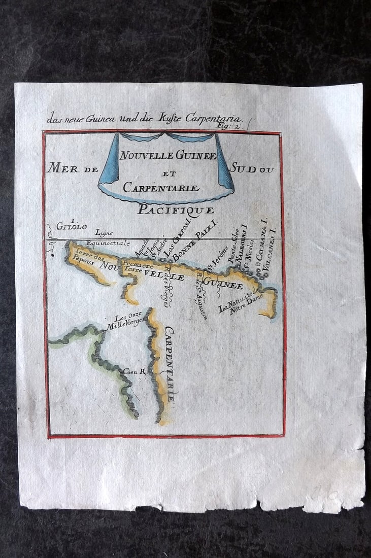 Mallet, Alain Manesson 1719 Hand Col Map. Australia & New Guinea Pacific (1 of 1)