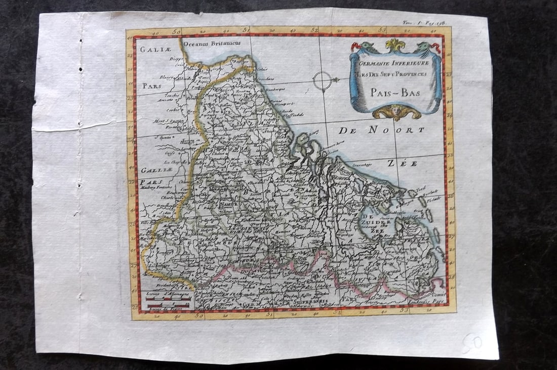 Sanson, Nicolas 1767 Hand Col Map. Netherlands Pais -Bas (1 of 1)