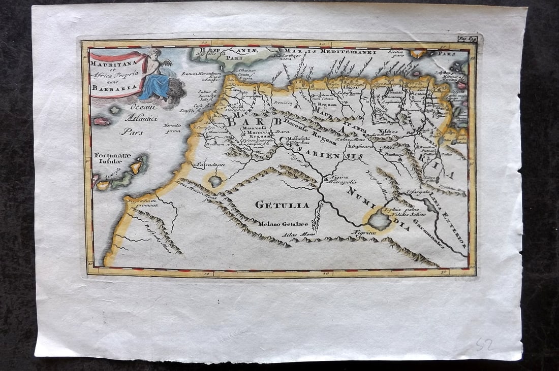 Cluver, Philipp 1729 Hand Col Map. North Africa (1 of 1)