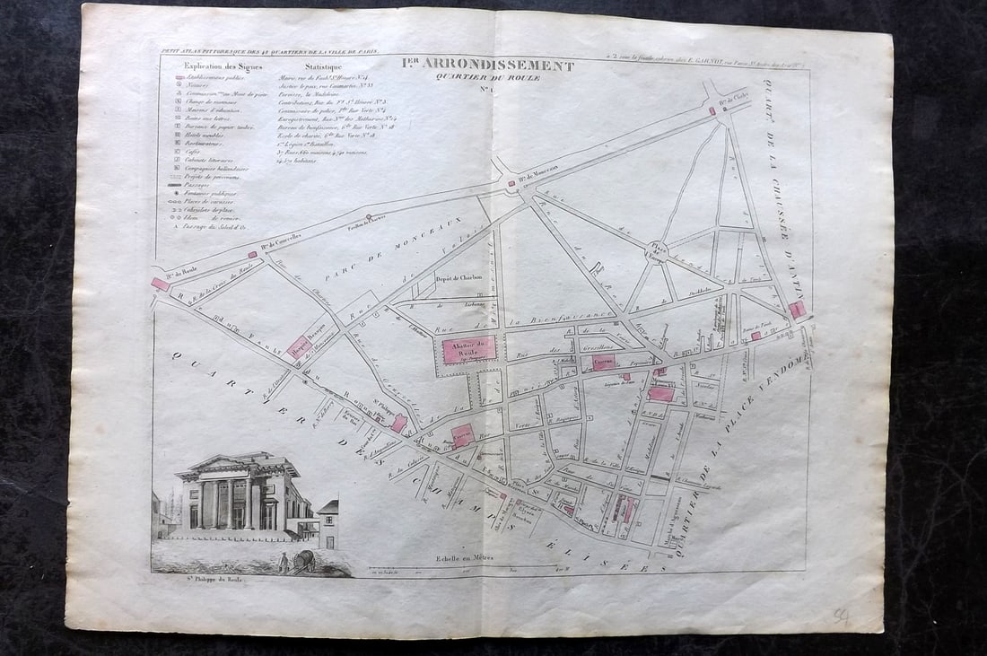 Perrot, A. M. 1836 Map. Paris - Quartier du Roule, France (1 of 2)