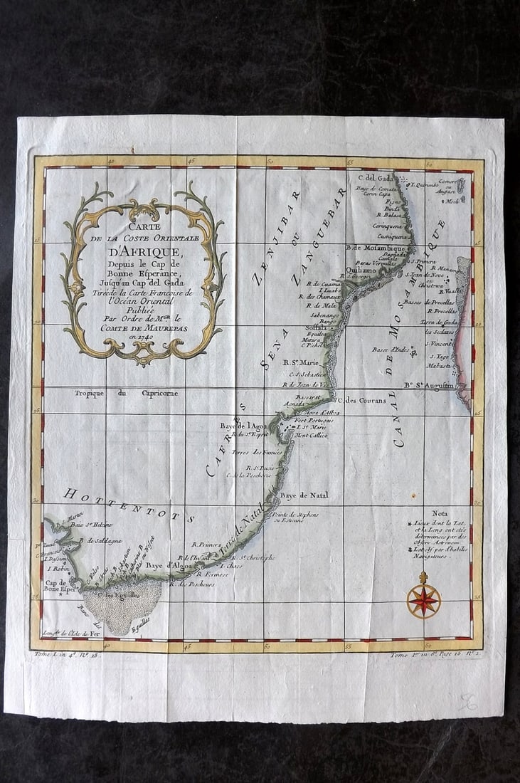Bellin, Jacques-Nicolas C1760 Hand Col Map. South Africa (1 of 1)