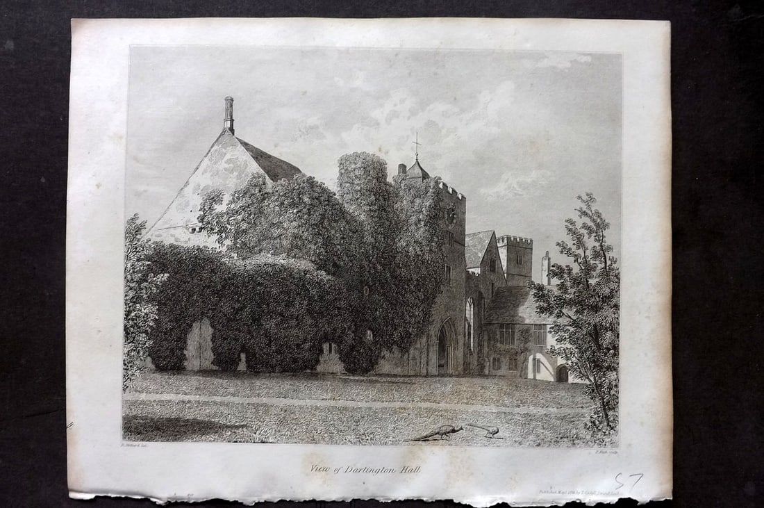 Lysons, Daniel 1822 Antique Print. View of Dartington Hall (1 of 1)