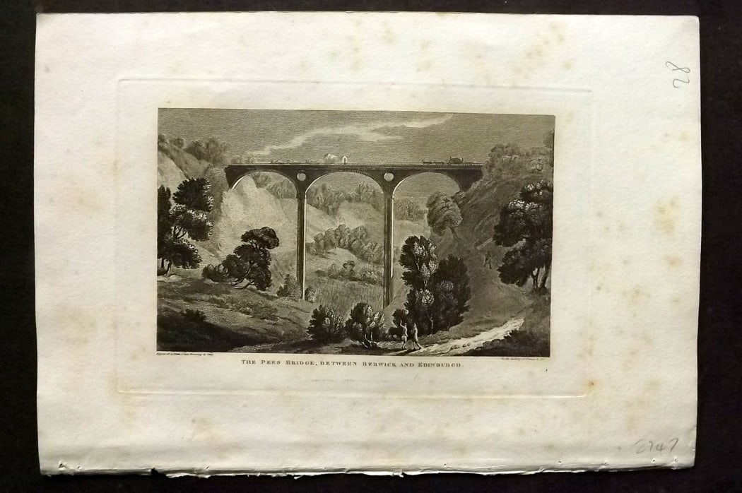 Polehampton, Edward 1823 Antique Print. Press Bridge betwee  Berwick and Edinburgh (1 of 1)