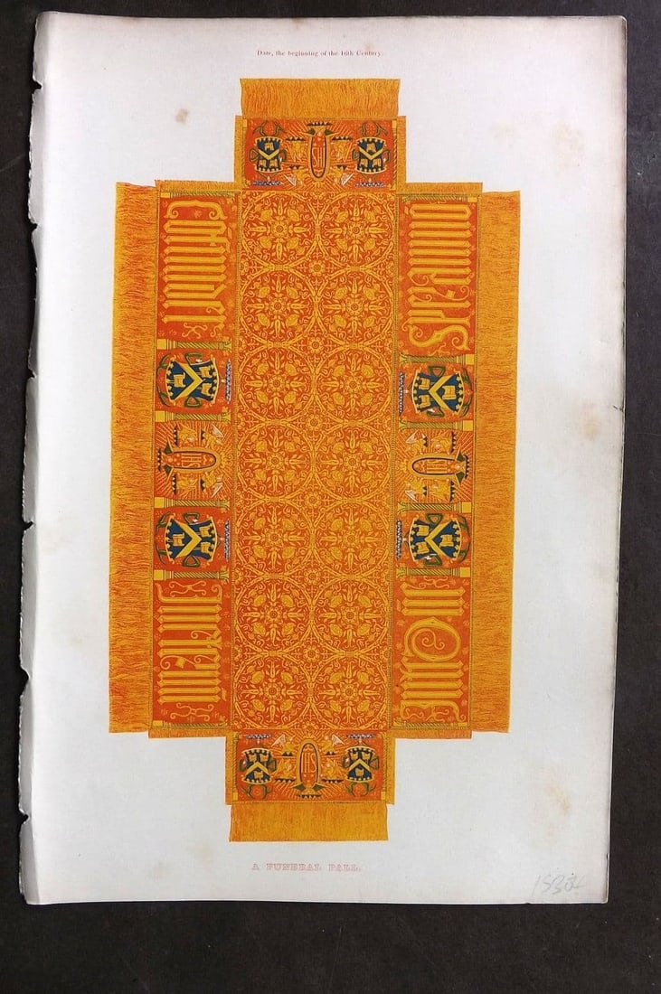 Shaw, Henry 1843 Antique Print. A Funeral Pall. 16th Century (1 of 1)